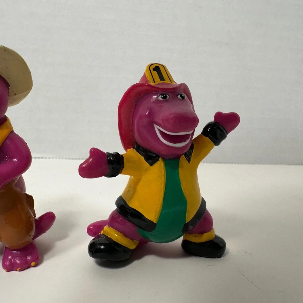 Vintage 1993 Barney The Lyons Group PVC Figures Lot Cowboy Firefighter 3pc